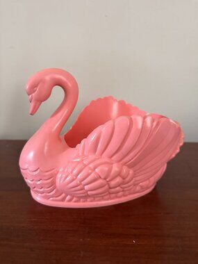 Regaline Heavy Pink Plastic Swan Caddy/ Dish / Planter